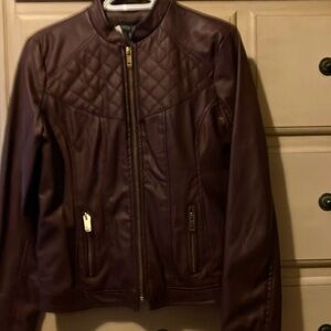 Burgundy moto jacket, size  small.